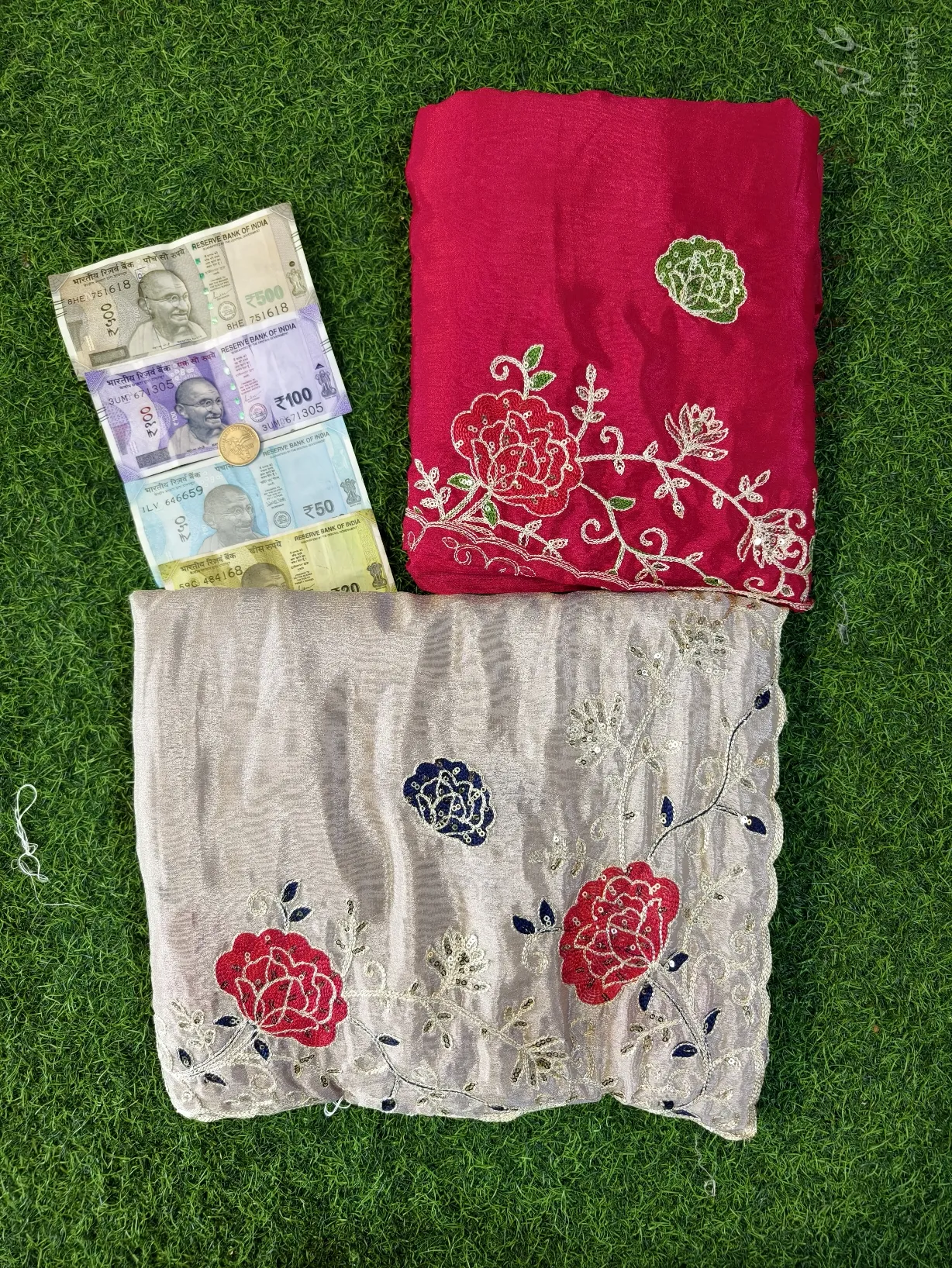 675 wali silver saree